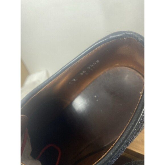Allen Edmonds Spiaggia Shoes 7 Navy Blue Suede Leather Longwing Blucher Gumlite - Picture 12 of 15